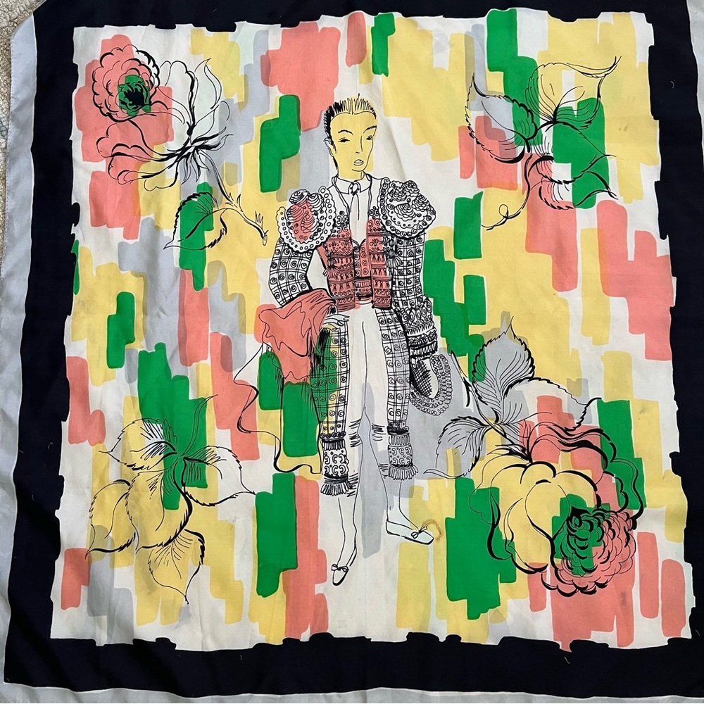 Vintage silk scarf by Baar and Beards. 33 1/2” square.